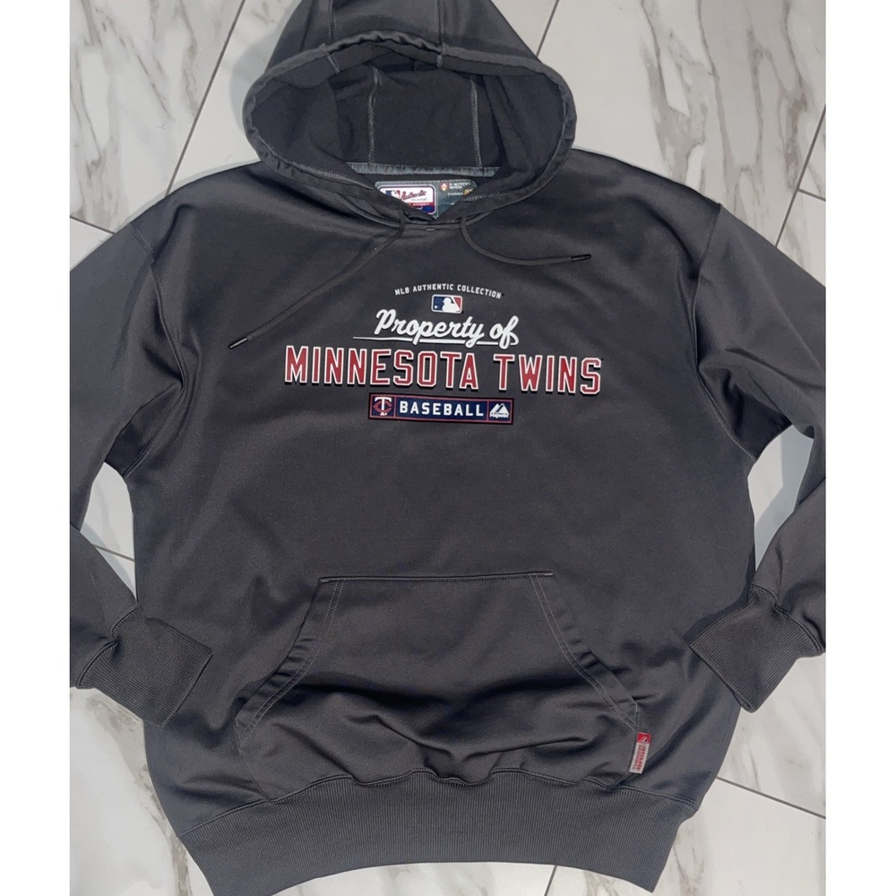 Minnesota Twins MLB Authentic Collection Hoodie Men's L Majestic ThermaBase Gray